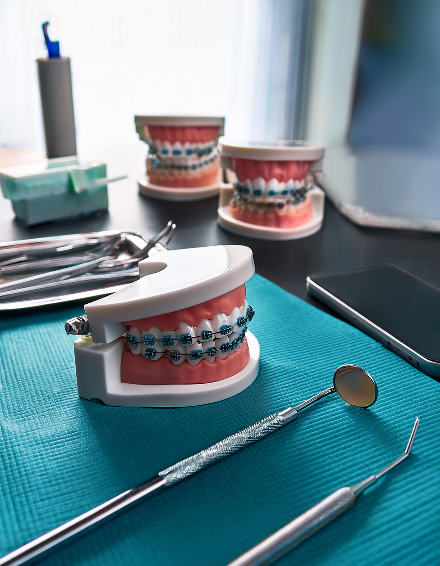 3D-Drucker während des Produktionsprozesses eines komplexen Zahnmodells